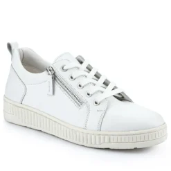 Women Jones Bootmaker Azure Leather Wide-Fit Trainers -