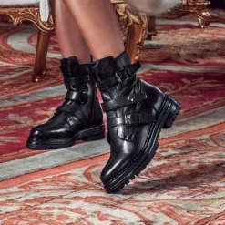 Women Jones Bootmaker Casimira Buckle Biker Boots -