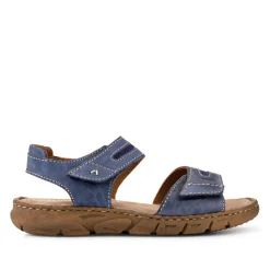 Women Josef Seibel Dual Touch-Fastening Leather Sandals - Blue