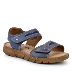 Women Josef Seibel Dual Touch-Fastening Leather Sandals - Blue