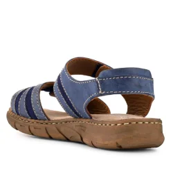 Women Josef Seibel Dual Touch-Fastening Leather Sandals - Blue