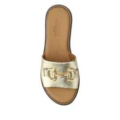Women Jones Bootmaker Emillina Leather Buckle Mule Sandals -