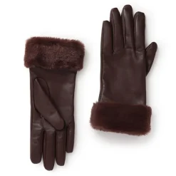 Women Jones Bootmaker Faux Fur Cuffed Leather Gloves -