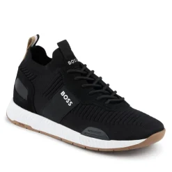 Hugo Boss Knitted-Upper Trainers W/ Branding & Suede Trims -