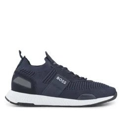 Hugo Boss Knitted-Upper Trainers W/ Branding & Suede Trims -