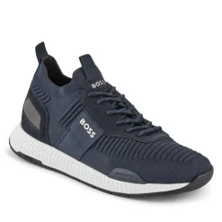 Hugo Boss Knitted-Upper Trainers W/ Branding & Suede Trims -