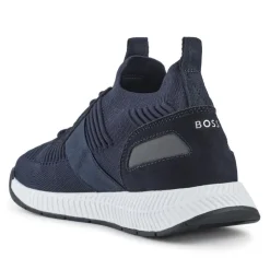 Hugo Boss Knitted-Upper Trainers W/ Branding & Suede Trims -