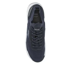 Hugo Boss Knitted-Upper Trainers W/ Branding & Suede Trims -