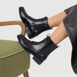 Women Jones Bootmaker Mckenna Leather Heeled Military Boots -