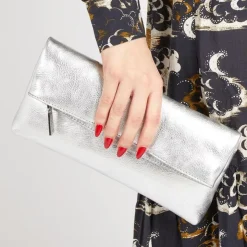 Women Jones Bootmaker Wylie Fold-Over Metallic Clutch -