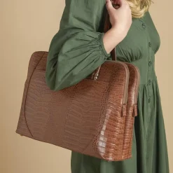 Women Jones Bootmaker Wynter Croc Leather Shoulder Bag -